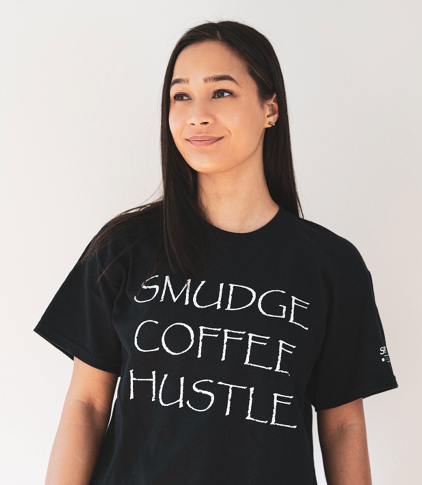 Smudge, Coffee, Hustle T-Shirt - Spirit Bear Coffee Company, Order coffee online Canada,  wholesale coffee, organic and fair trade coffee