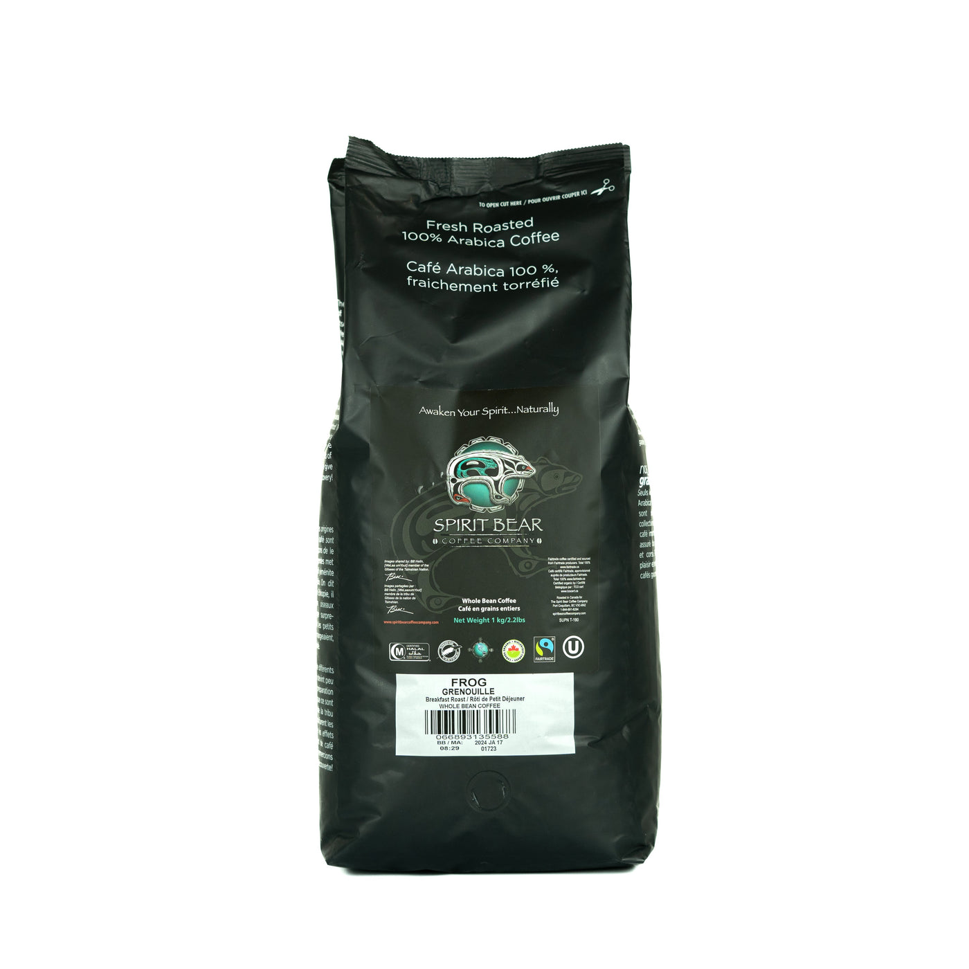 Frog 1kg bag - Breakfast Blend Coffee - Spirit Bear Coffee Company, Order coffee online Canada, wholesale coffee, organic and fair trade coffee